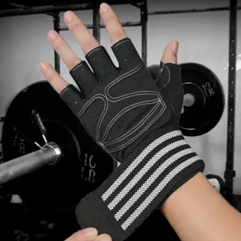Ръкавици за вдигане на тежести Мъже Жени Тренировъчни ръкавици Щанга Фитнес Ръкавици с китка Подкрепа за обучение Спортна защита