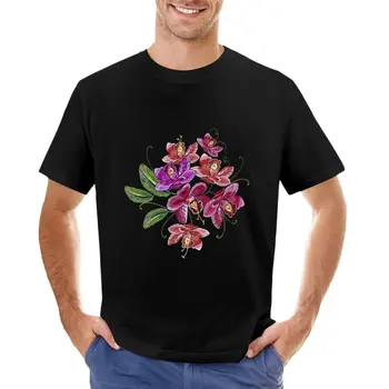 Тропически цветя орхидеи бродерия тениска аниме мъжки тениски