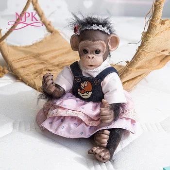 NPK Оригинал 40CM Преродени бебешки орангутани Сладка кукла Ръчно изработена детайлна живопис Premie Размер Черна маймуна Колекционерска кукла за изкуство