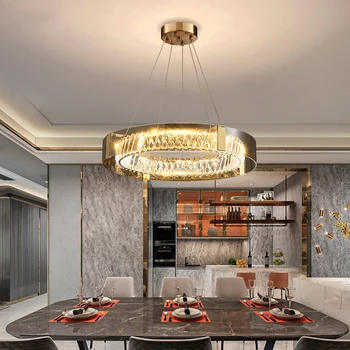 модерен стил LED полилей за хол спалня трапезария кухня таван висулка лампа злато кристално стъкло окачване светлина