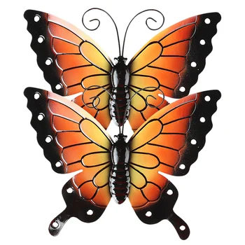 2Pcs стена пеперуда декор метална пеперуда висящи декорация градина ограда пеперуда висящи орнамент