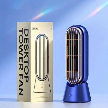 Преносим 90-градусов широкоъгълен настолен вентилатор - 3 скорости, тих и ветровит, USB зареждане - идеален за офис и домашно охлаждане