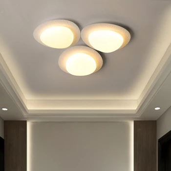 Модерен LED полилей Таван светлина смола камъчета Всекидневна декор таван лампа трикольор затъмняване кръгла светлина спалня кухня