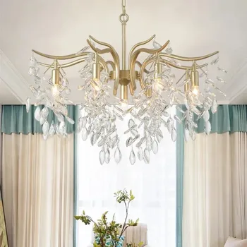 скандинавски стил луксозни кристални полилеи злато декоративни LED лампи модерно окачване спалня изкуство трапезария хол кухненска лампа