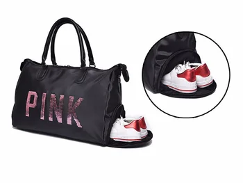 VS Pink Sequin Ladies Beach Weekend Holdall Gym Bag Black