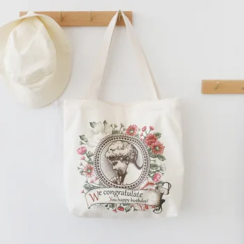 Ретро литературно платно Дамско рамо Чанта за купувачи Мода Голям памук Еко пазаруване Дамски чанти Пазарски чанти за жени 2022