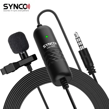 SYNCO Lav-S6E Професионален Lavalier микрофон клип-на многопосочен кондензатор ревера микрофон автоматично сдвояване 6M / 19.7 дълъг кабел