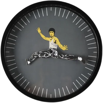 Bruce Lee Kung Fu Личност Тъмен Безшумен Висящ Часовник Кръгъл Часовник