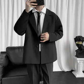 L-Men's three-piece set of British business slim-fit professional formal wear Корейска версия сив ежедневен костюм мъж