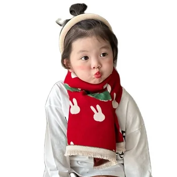 2023 Зимни нови момчета момичета кашмир шал с пискюли детски шал корейски версия заек шал топло деца вратовръзка