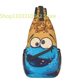 Cookie Monster прашка раница прашка чанта туризъм пътуване гърдите чанта Daypack мъже мода Crossbody раница рамо чанта торбичка