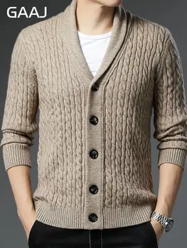 GAAJ Марка Мъжки пуловер Дебела жилетка Плетена мода Висококачествено палто Мъжко облекло Есен Зима Топли пуловери Мъжки пуловер