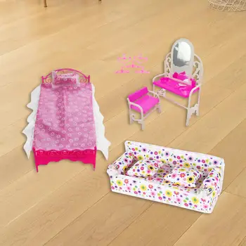 9 парчета симулация 1/6 мащаб кукла мебели аксесоари живот сцена тоалетка и стол за куклена къща играчка природа доставки