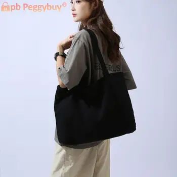 Дамски платнени чанти за рамо Чанта с голям капацитет Crossbody Solid Casual Handbag