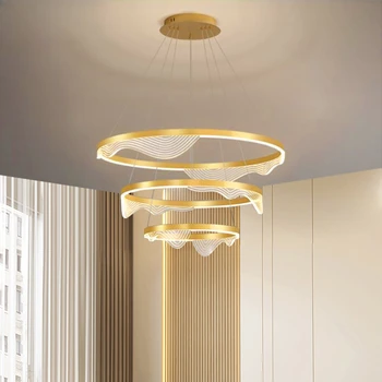 110V220V светлина луксозен хол изкуство дуплекс сграда лоби светлина пръстен доведе атмосферен полилей