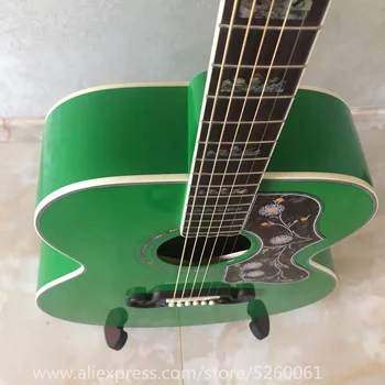 Green висококачествена акустична китара JUMBO, плътен смърч, гриф от палисандрово дърво, кленови страни и гръб, безплатна доставка