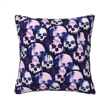 Skull City Fashion Sofa Throw Pillow Cover Калъфка за възглавница Черепи Neo Punk Post Punk Proto Punk Purple Skull Purple Tones Dark Art
