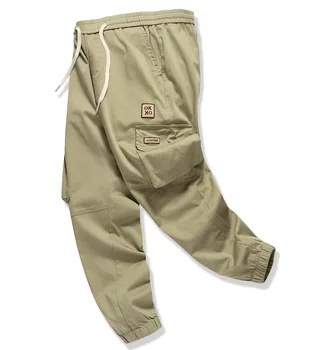 Горещи нови европейски и американски стил мъжки клинове карго панталони големи мъжки панталони модерен мулти джоб плътен цвят еластичен