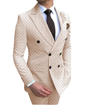 Мъжки 2 парчета Poika точка бизнес костюм двуреден редовен годни Notch ревера абитуриентски смокинги за сватба / парти (Blazer + панталони)