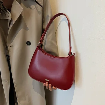 Vintage PU кожена пазарска чанта за жените нов модерен рамо чанта голям капацитет Commuter подмишниците чанта Y2k луксозен дизайнер чанта