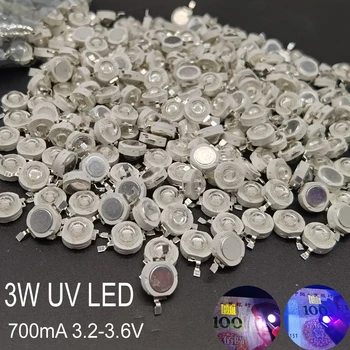 1-10pcs 3W UV лилави LED ултравиолетови крушки лампа чипове 365nm 375nm 380nm 385nm 395nm 400nm 405nm 410nm 420nm 3W висока мощност светлина
