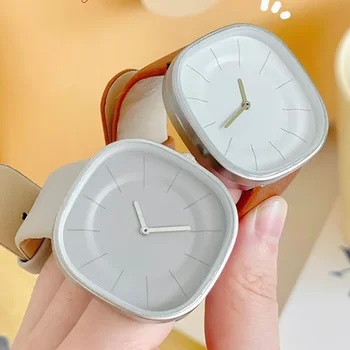 Simple Дамски квадратни часовници Луксозна марка дами твърди кварцов часовник кожени презрамки Ръчен часовник женски корейски часовник Reloj mujer