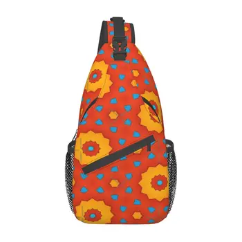 Причудлив геометричен модел в червено жълто гърдите чанта персонализирани преносими за офис кръст гърдите чанта Multi-стил