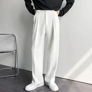 Панталони 2022 Дрехи Ежедневни торбести размери Мода Широки мъжки корейски панталони крак костюм нови твърди дъна плюс класически мъжки реколта