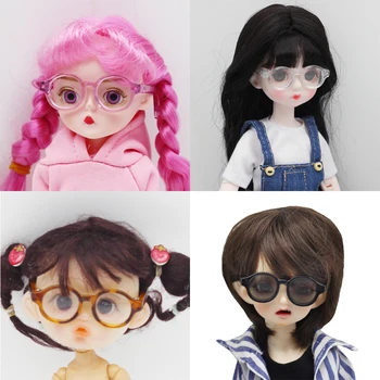  4,5 см пластмасови кръгли прозрачни очила за 1/6 1/8 1/12 BJD кукли аксесоари (кукла лицето широк около 4,5 см)