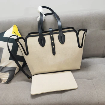 Естествена кожа с платно луксозна чанта Жена голяма 31cm Casual Tote пазаруване Дамска чанта 2023 Trend Висококачествена чанта за рамо