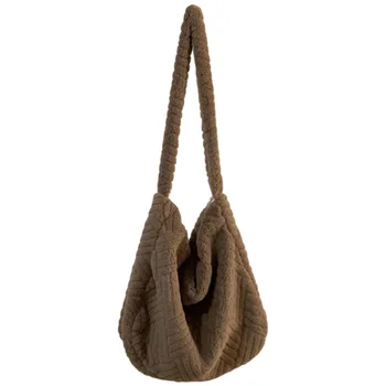 Жени Твърда чанта за подмишници Сладка пухкава чанта Прекрасна космата чанта за рамо Универсална