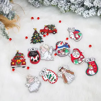 9PCS Коледа висящи висулки ангел ръкавици автомобили Дядо Коледа снежен човек Коледа дърво орнаменти Нова година парти фестивал доставки подарък