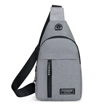 Chest чанта мода нов плътен цвят мъжки гърдите чанта открит случайни мода със слушалки дупка едно рамо Crossbody чанта