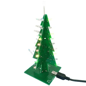 Триизмерна LED светкавица Коледа дърво верига комплект 3 цвята 3D мигащи LED коледно дърво PCB за запояване практика обучение