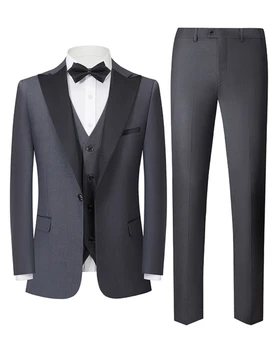 2023 S-6XL Нов (Блейзър+ Жилетка + Панталони) Мъжка мода Бизнес Сватба Джентълмен Тънък италиански стил Casual младоженец домакин 3-парче комплект