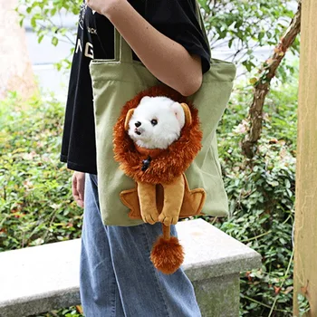 2023 Сладка чанта за рамо с форма на лъв Домашен любимец кученце превозвач Външен комфорт пътуване голяма пазарска чанта за рамо Сгъваема пътна чанта Котки чанти
