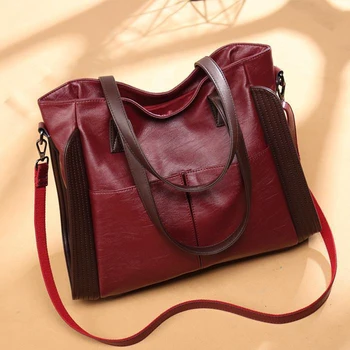 Мека кожа жените чанти чанти с висок капацитет рамо чанта луксозен средна възраст дама горната дръжка чанта случайни подмишница чанта пътуване пакет