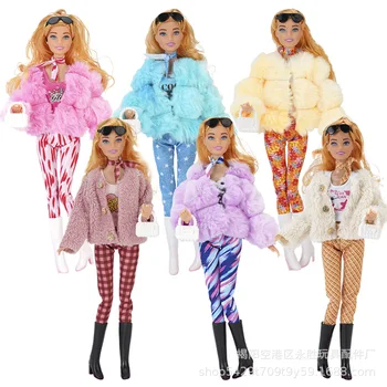 1set Нова кукла зимни дрехи плюшено палто за 11.5Inch Барби &BJD Красиви ръчно изработени дрехи аксесоари Кукли за момичета подарък