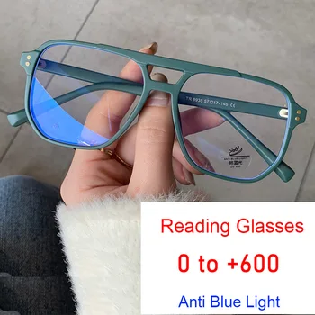 Прозрачни квадратни лупи Анти синя светлина Модни компютърни очила за жени Очила с рецепта Плюс +0 до +6.0