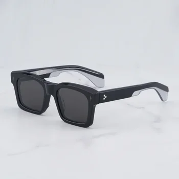 Square KAINE Дебели ацетатни слънчеви очила за мъже Тенденция Оригинална марка очила Висококачествени дамски слънчеви очила с калъф UV400