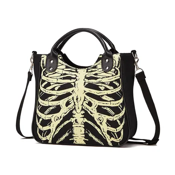 Светеща готическа чанта Crossbody чанти за жени скелет кости черепи чанти платно рок дизайнер женски Totes пънк чанти мода