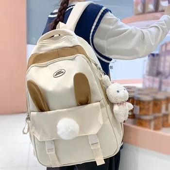 Момиче пътуване сладък карикатура книга раница женски бял лаптоп найлон чанта модерен дама Kawaii колеж раница мода жени SchoolBag