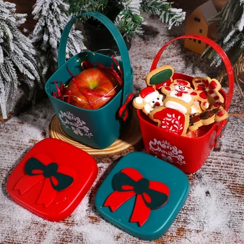 Коледа бонбони кутия подарък ябълки мус торта прегръдка кофа десерт пластмасови прозрачни опаковка кутия парти декорации