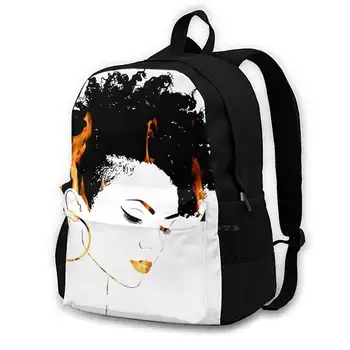 Огнен дух в раницата за ученическа училищна чанта за пътуване на лаптоп Faith Black And White