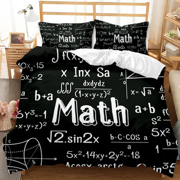 Математическо уравнение Duvet Cover Set Размер на кралицата Математика Формула Спален комплект Kid Boy Girl Образователно меко полиестерно утешител Cover