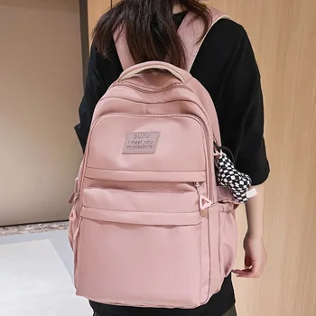 DCIMOR Нов найлон жените раница мода плътен цвят мъже пътуване чанта високо качество Preppy ученическа чанта за тийнейджъри Kawaii Bookbag