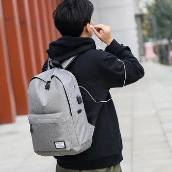 Чанта за рамо ученици ученическа чанта голям капацитет унисекс корейски пътуване раница USB интерфейс компютър чанта Оксфорд кърпа отдих чанта